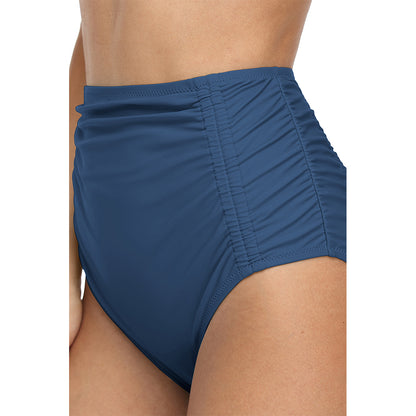 Charmo Women's High Waisted Swim Bottoms with Side Ruched Detailing and Full Coverage