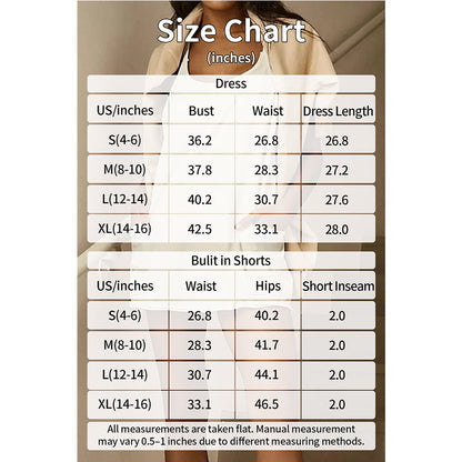Attraco Women Spaghetti Strap V Neck Hot Shot Mini Dress Built In Shorts Pockets Tennis Workout Athletic Romper Dress