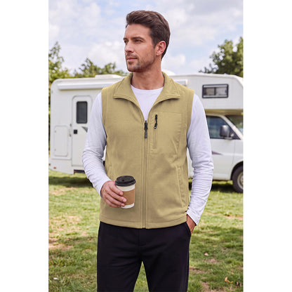 Attraco Unisex Reversible Fleece Vest Full Zip Stand Collar Lightweight Outdoor Jacket