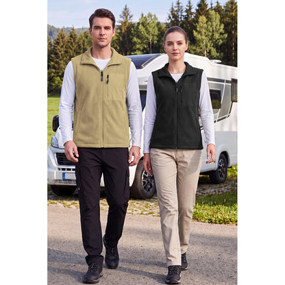 Attraco Unisex Reversible Fleece Vest Full Zip Stand Collar Lightweight Outdoor Jacket
