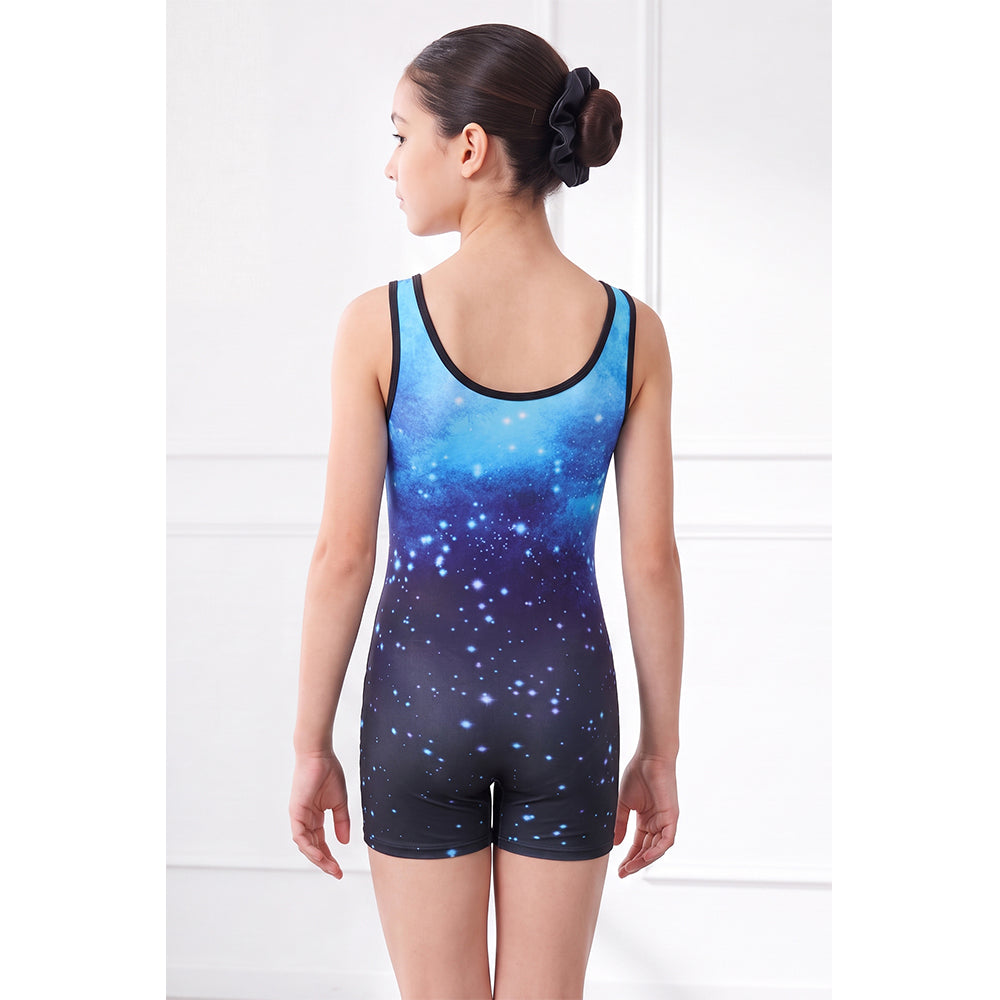 Charmo Girls Sleeveless Gymnastics Biketard Leotard with Rhinestone Detail, Stretch Athletic Unitard for Dance, Ballet, Tumbling and Training 5-12Years