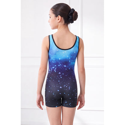 Charmo Girls Sleeveless Gymnastics Biketard Leotard with Rhinestone Detail, Stretch Athletic Unitard for Dance, Ballet, Tumbling and Training 5-12Years
