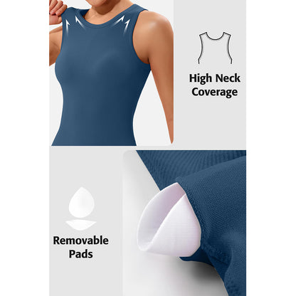 Attraco Women's Workout Tank Tops Seamless Full Length Gym Tops Athletic Yoga Top Built in Bra Sport Tops