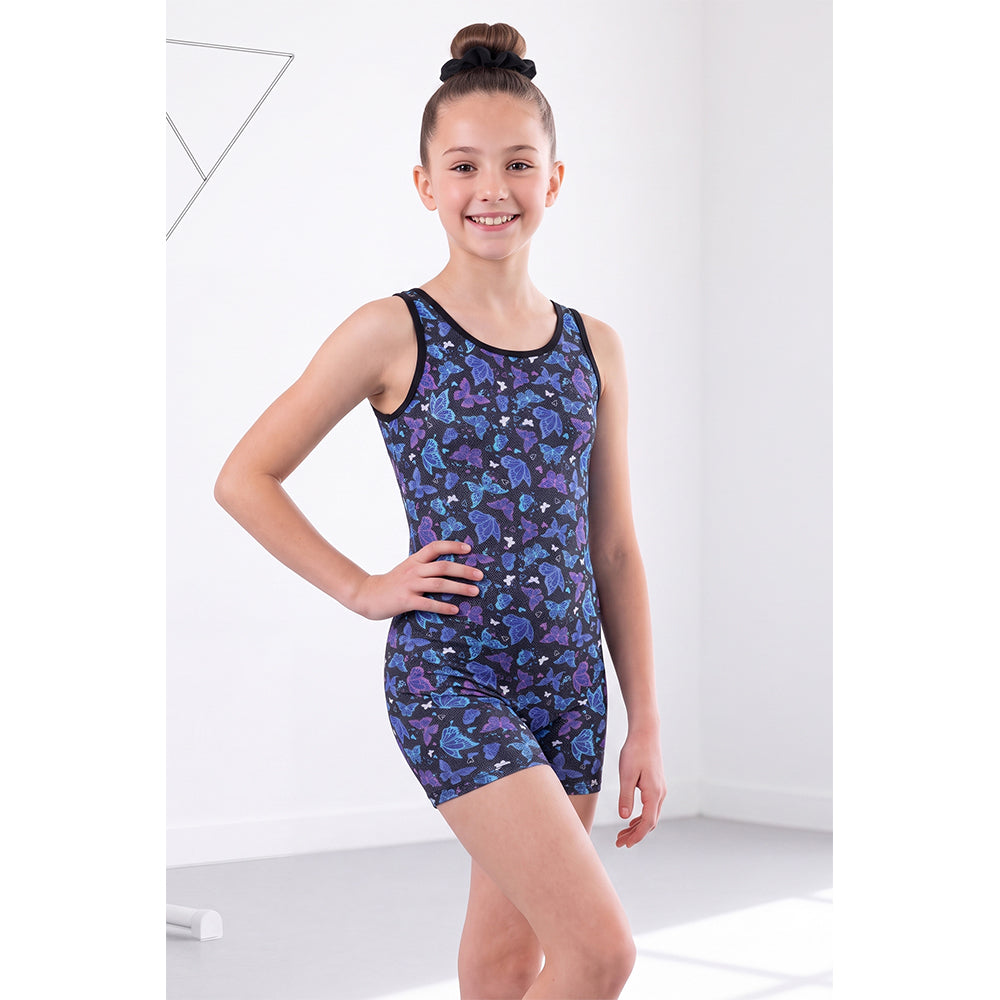 Charmo Girls Sleeveless Gymnastics Biketard Leotard with Rhinestone Detail, Stretch Athletic Unitard for Dance, Ballet, Tumbling and Training 5-12Years