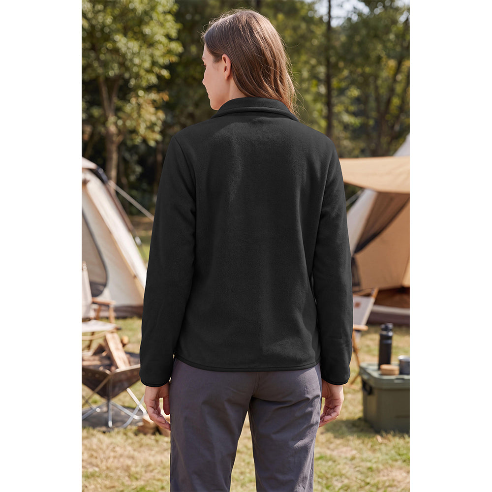 Attraco Women's Full Zip Double-Sided Fleece Jacket with Stand Collar Lightweight Warm Outerwear