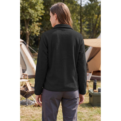 Attraco Women's Full Zip Double-Sided Fleece Jacket with Stand Collar Lightweight Warm Outerwear