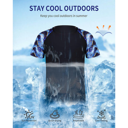 Charmo Mens Quick Drying Rash Vest UPF 50+ Rash Guards Breathable Short Sleeve Stretchy T-Shirt Swim Tops