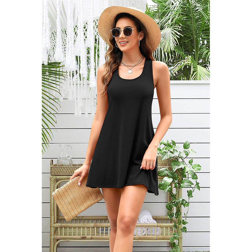 Attraco Women Built in Bra Summer Dresses with Pockets Beach Sundress Casual Loose Sleeveless Racerback Tank Dress 2026