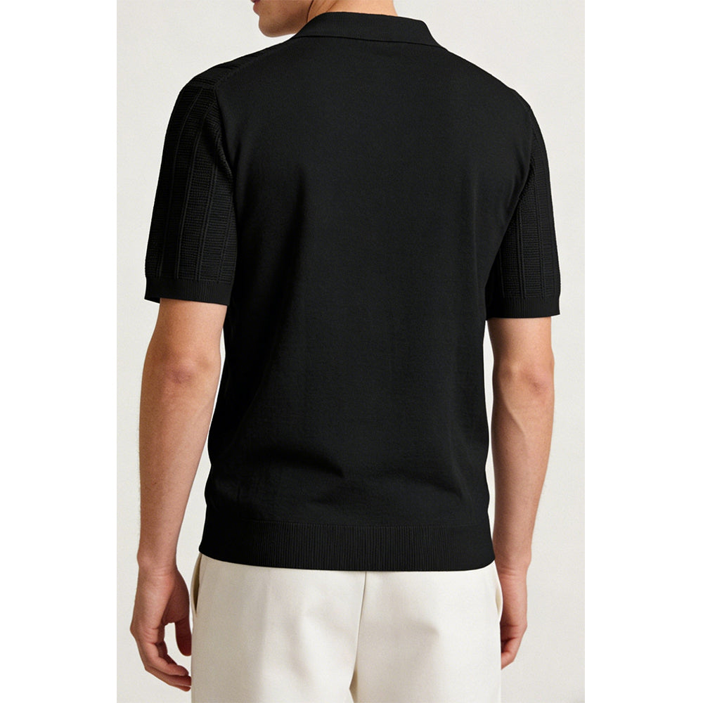 Attraco Men's V-Neck Polo Shirts Knit Polo Textured Summer Shirts Tops