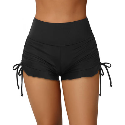 Charmo Women's Ruffled Hem Swim Shorts High Waisted Swimsuit Shorts Adjustable Side Tie Swim Bottom Board Shorts