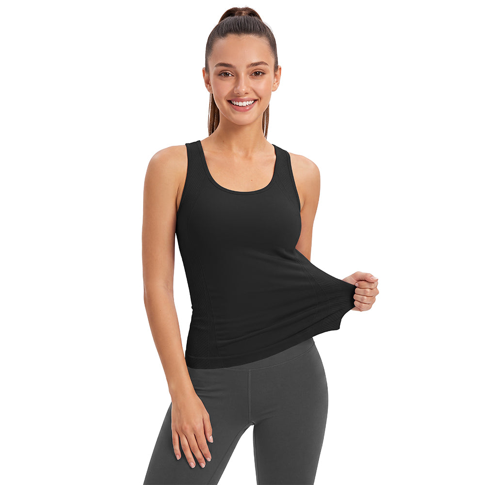 Attraco Women's Athletic Tank Top with Built-In Bra Racerback Sleeveless Tennis Workout Top