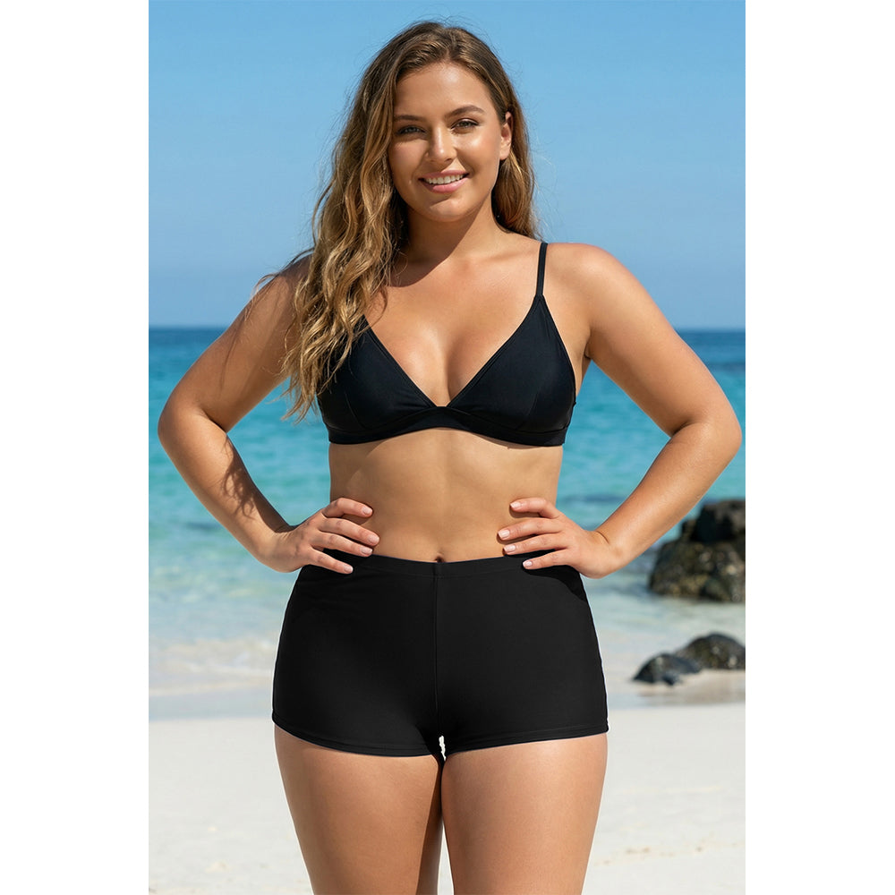 Charmo Women's Plus Size High Waist Smooth Boyshort Swim Bottoms Swim Shorts