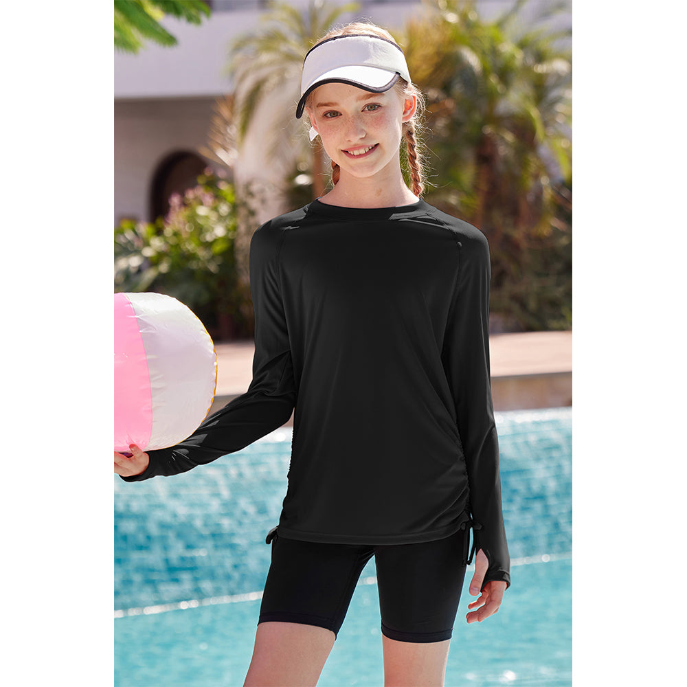 Charmo Rash Guard for Girls Long Sleeve Swim Shirt UPF 50+ Sun Protection Teen Girls Swimsuit Athletic Shirts 7-16Years