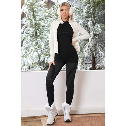 Attraco Women's Seamless Thermal Base Layer Set Long Sleeve Compression Top & High Waist Leggings Winter Ski Underwear