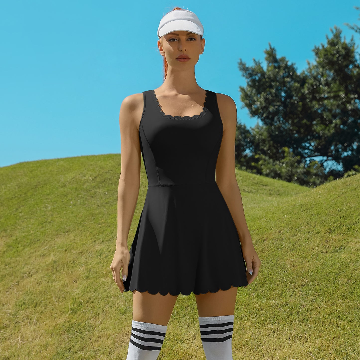 Attraco Women's Tennis Dress with Shorts Workout Golf Skirts with Pockets Athletic Dresses