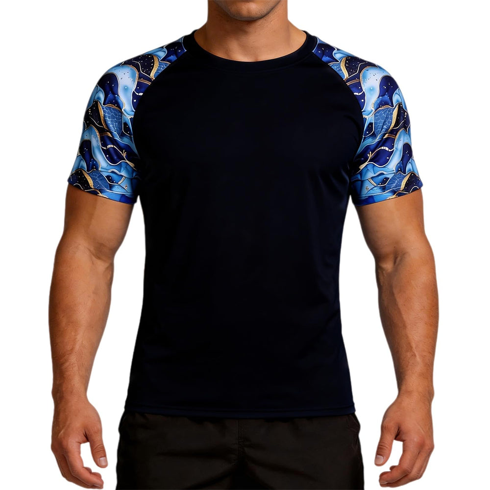 Charmo Mens Quick Drying Rash Vest UPF 50+ Rash Guards Breathable Short Sleeve Stretchy T-Shirt Swim Tops