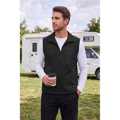 Attraco Unisex Reversible Fleece Vest Full Zip Stand Collar Lightweight Outdoor Jacket