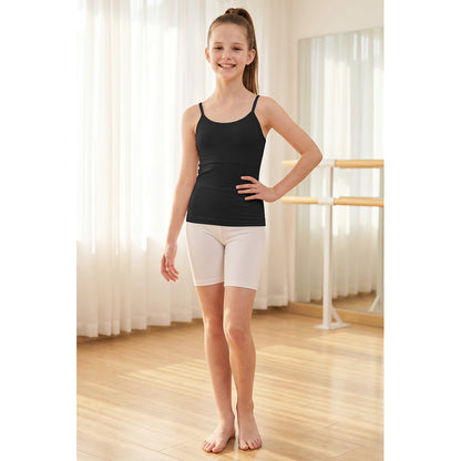 Attraco Girls Ribbed Adjustable Strap U-Neck Seamless Athletic Tops Dance Tank Tops