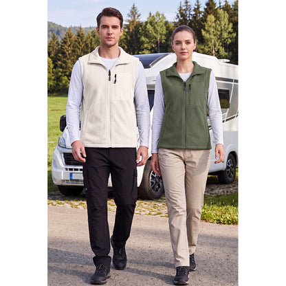 Attraco Unisex Reversible Fleece Vest Full Zip Stand Collar Lightweight Outdoor Jacket