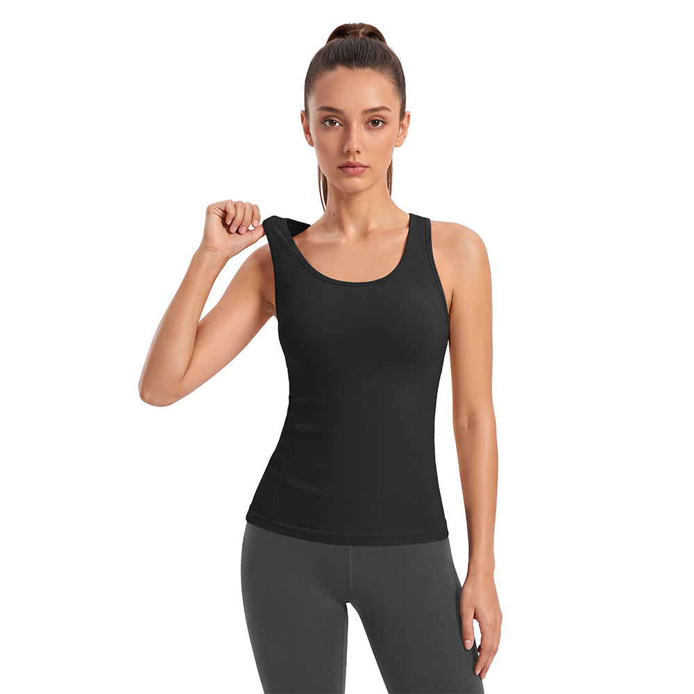 Attraco Women's Athletic Tank Top with Built-In Bra Racerback Sleeveless Tennis Workout Top