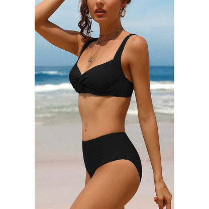 Charmo Women's Twist Front High Waisted Bikini Set