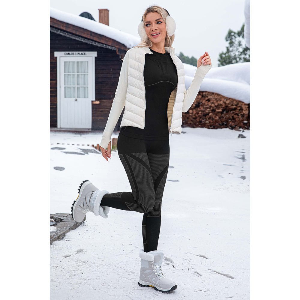 Attraco Women's Seamless Thermal Base Layer Set Long Sleeve Compression Top & High Waist Leggings Winter Ski Underwear