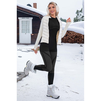 Attraco Women's Seamless Thermal Base Layer Set Long Sleeve Compression Top & High Waist Leggings Winter Ski Underwear