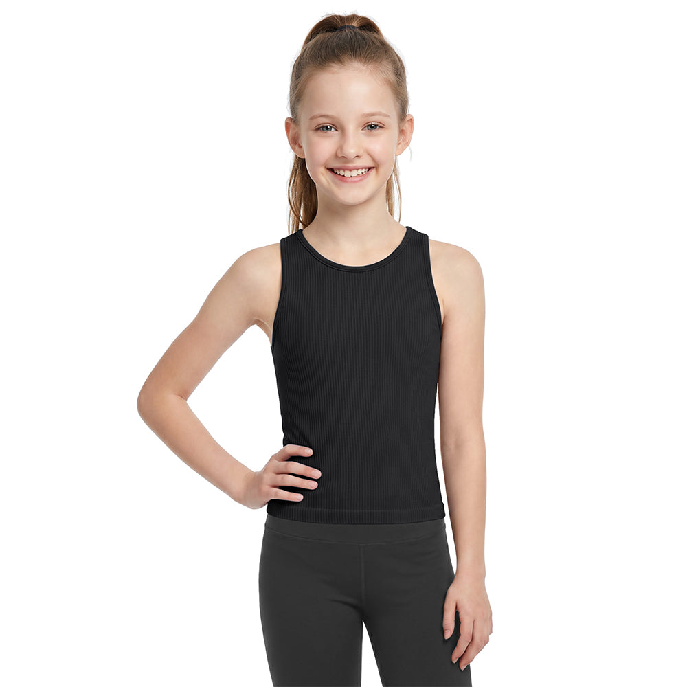 Attraco Girls Ribbed Racerback Seamless Workout Tank Top Athletic Tops