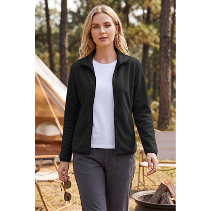 Attraco Women's Full Zip Double-Sided Fleece Jacket with Stand Collar Lightweight Warm Outerwear