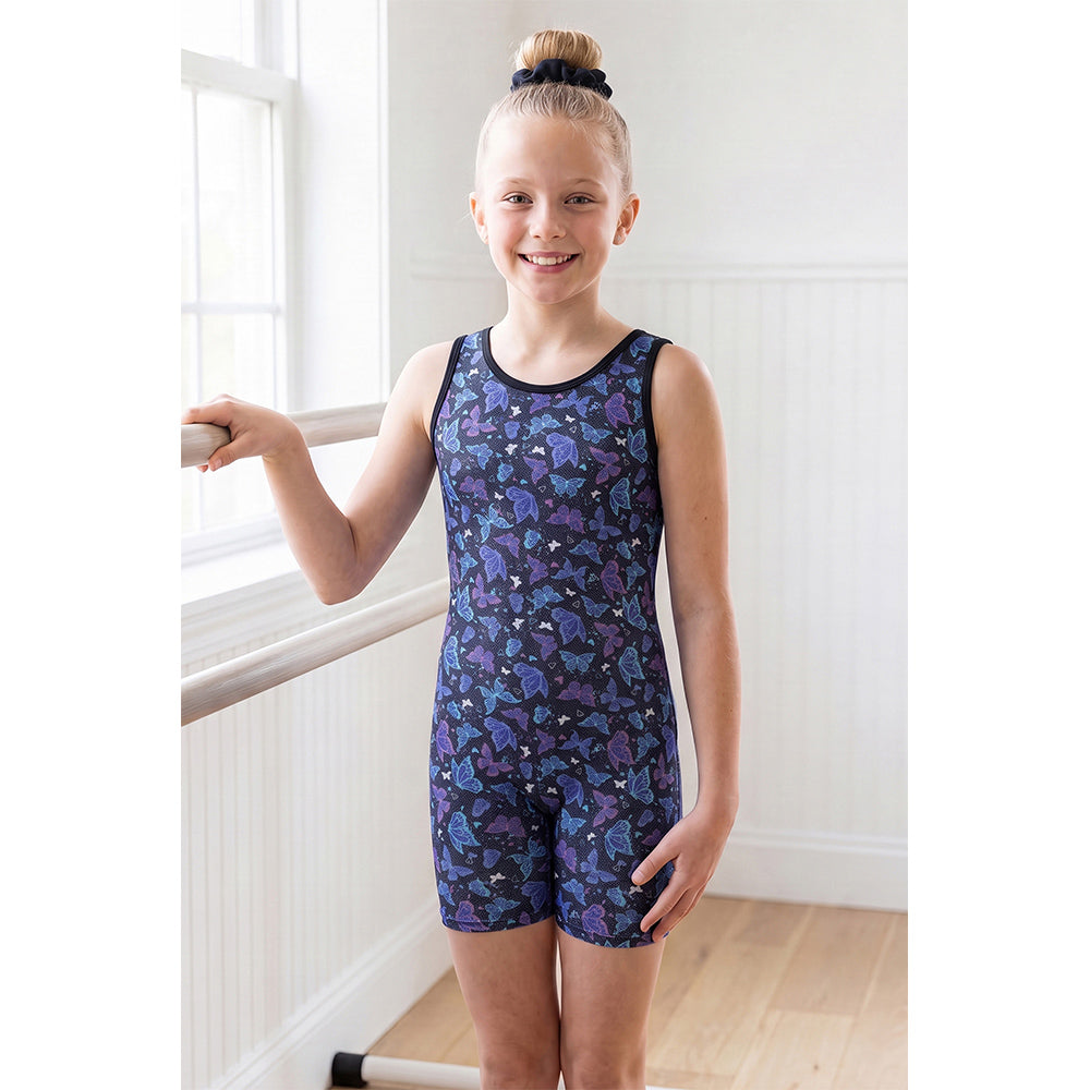 Charmo Girls Sleeveless Gymnastics Biketard Leotard with Rhinestone Detail, Stretch Athletic Unitard for Dance, Ballet, Tumbling and Training 5-12Years