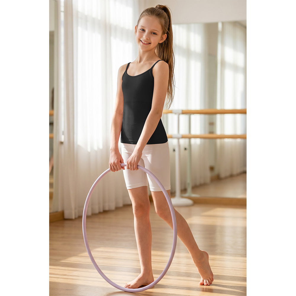 Attraco Girls Ribbed Adjustable Strap U-Neck Seamless Athletic Tops Dance Tank Tops