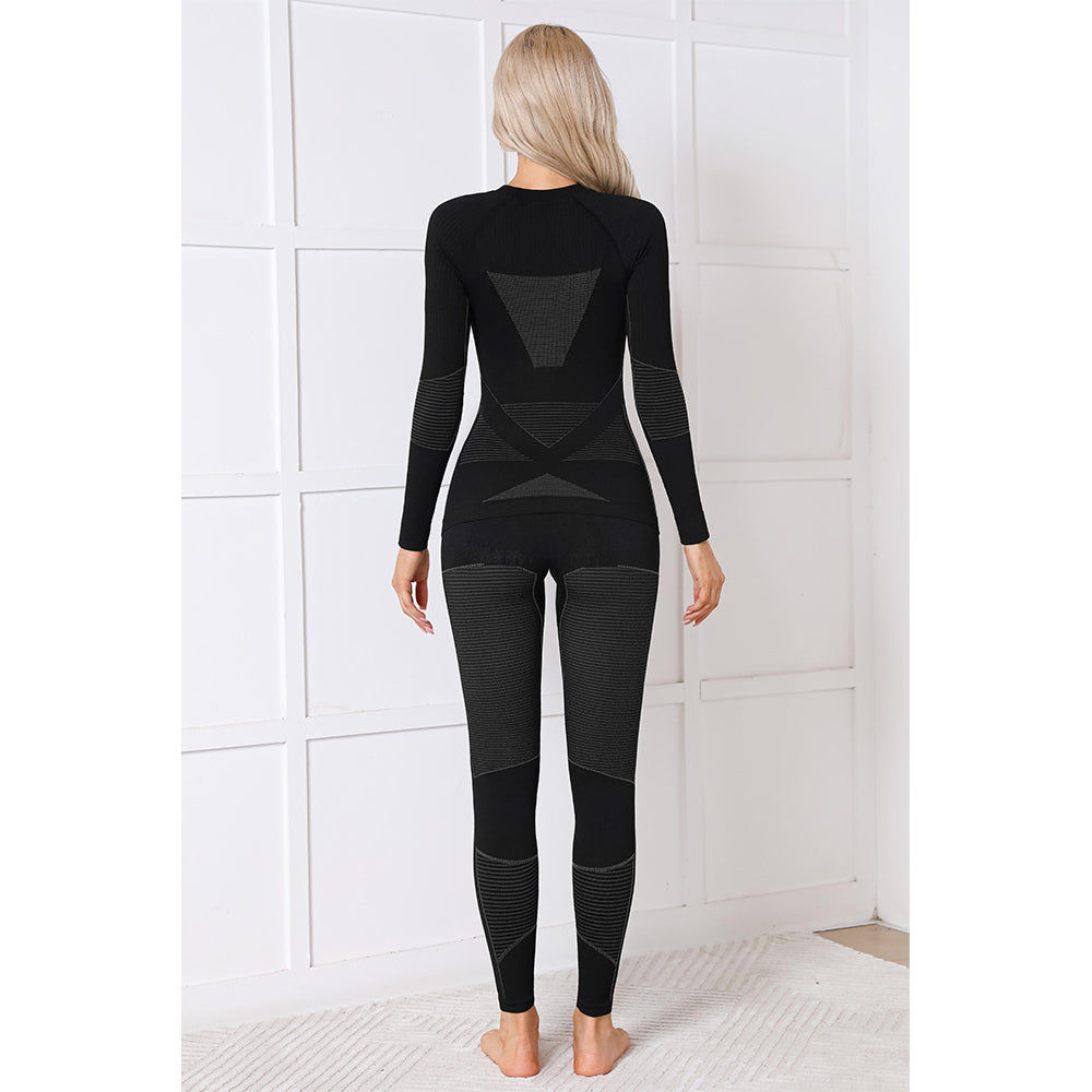 Attraco Women's Seamless Thermal Base Layer Set Long Sleeve Compression Top & High Waist Leggings Winter Ski Underwear