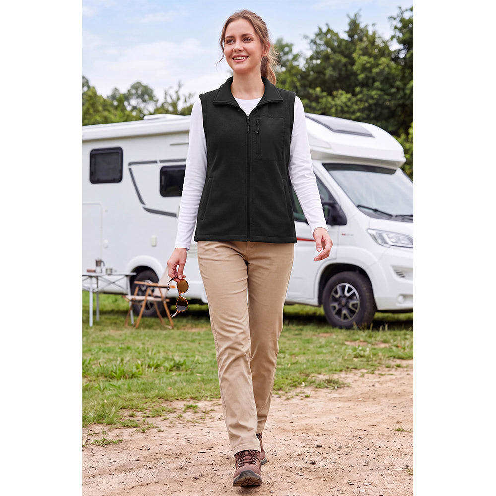 Attraco Unisex Reversible Fleece Vest Full Zip Stand Collar Lightweight Outdoor Jacket