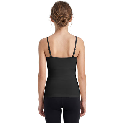Attraco Girls Ribbed Adjustable Strap U-Neck Seamless Athletic Tops Dance Tank Tops