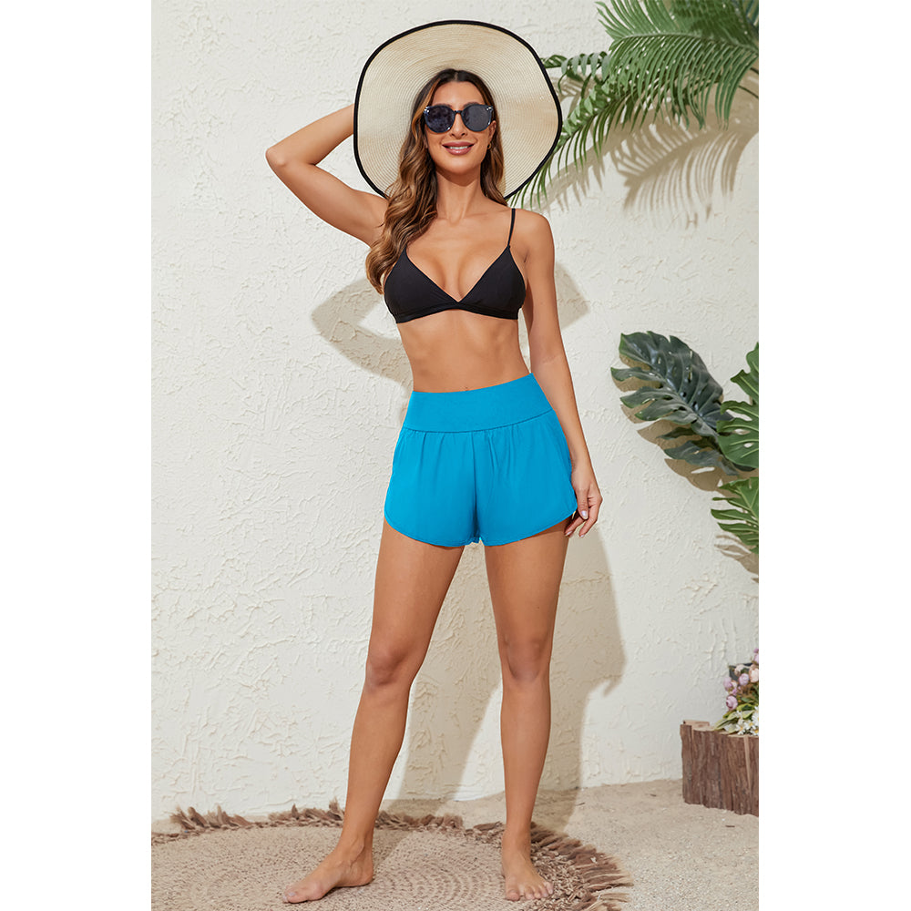 Attraco Women's Swim Shorts Side Split Swim Trunk 2 in 1 Board Shorts with Pockets Swim Bottom