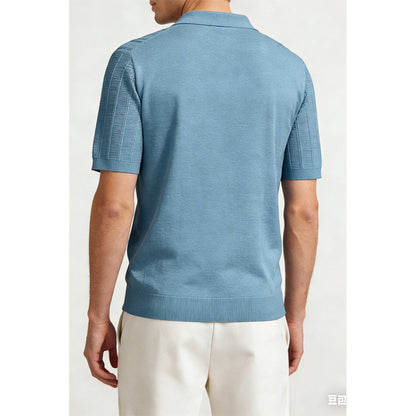 Attraco Men's V-Neck Polo Shirts Knit Polo Textured Summer Shirts Tops