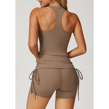 Attraco Women's Halter V-Neck Racerback Cropped Sports Tank Top with Removable Pads Athletic Tops Yoga Tops