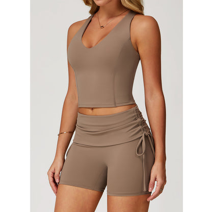 Attraco Women's Halter V-Neck Racerback Cropped Sports Tank Top with Removable Pads Athletic Tops Yoga Tops