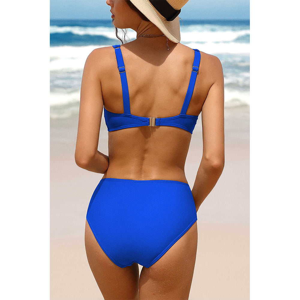 Charmo Women's Twist Front High Waisted Bikini Set