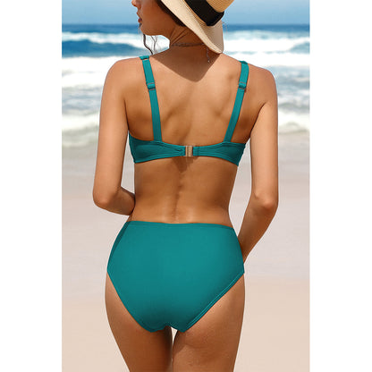 Charmo Women's Twist Front High Waisted Bikini Set