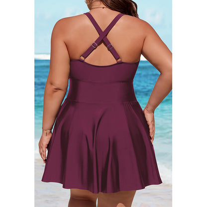 Charmo Women's Plus Size Swimsuit with Side Pockets One Piece Tummy Control Bathing Suit Push Up V Neck Swim Dress 2026