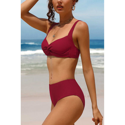 Charmo Women's Twist Front High Waisted Bikini Set