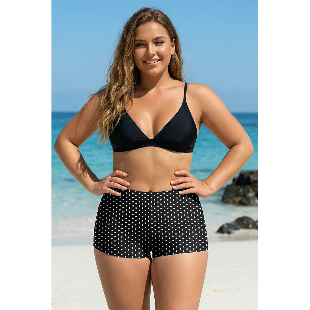 Charmo Women's Plus Size High Waist Smooth Boyshort Swim Bottoms Swim Shorts