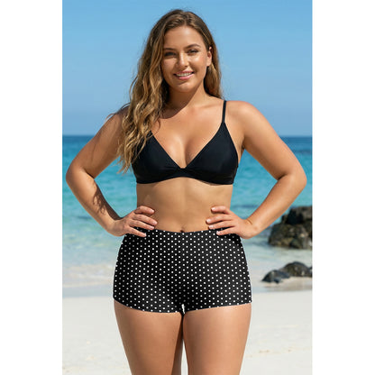 Charmo Women's Plus Size High Waist Smooth Boyshort Swim Bottoms Swim Shorts