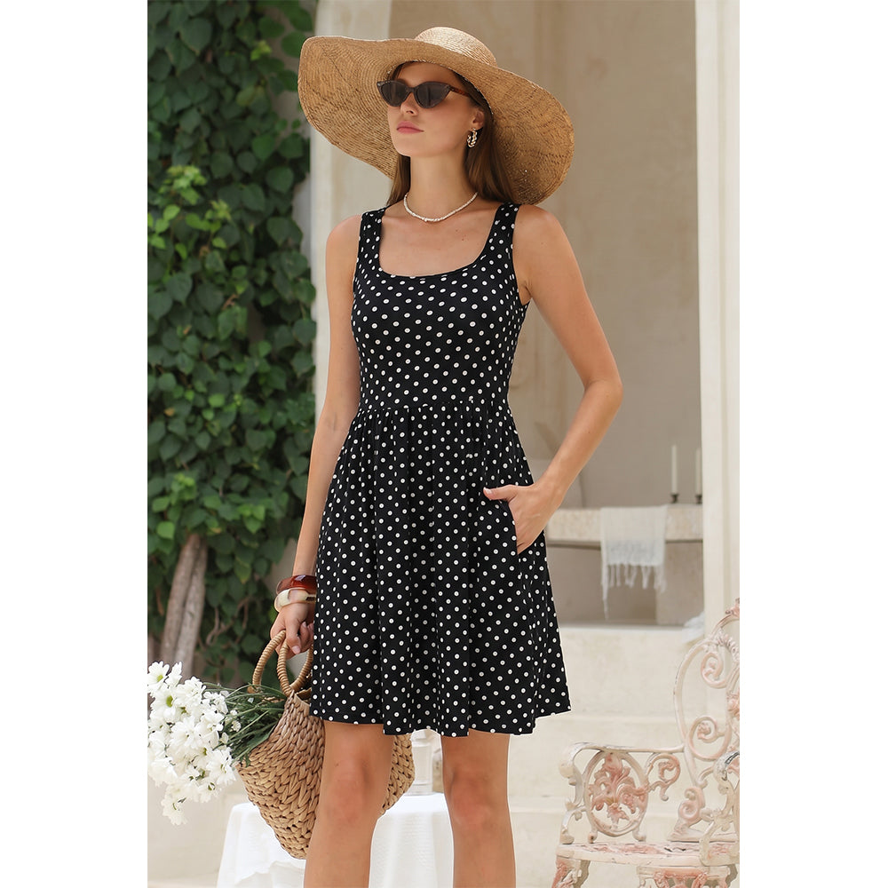 Attraco Women's Built in Bra Summer Casual Tank Dress with Pockets Trendy Square Neck Sleeveless Racerback Sundress 2026