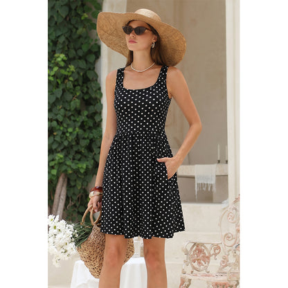 Attraco Women's Built in Bra Summer Casual Tank Dress with Pockets Trendy Square Neck Sleeveless Racerback Sundress 2026