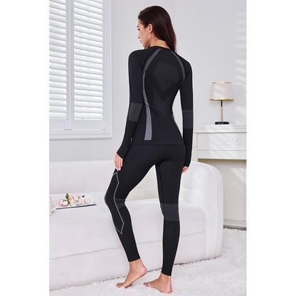 Attraco Women's Seamless Thermal Underwear Set Long Sleeve Compression Base Layer Top & Leggings Cold Weather Activewear