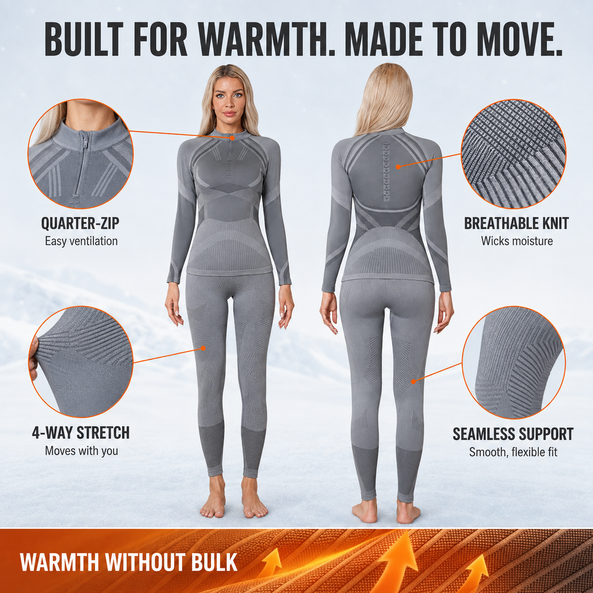Attraco Women's Thermal Underwear Sets Half Zip Long Johns Underwear Thermal Wear Thermal Set For Winter