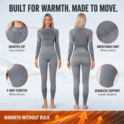 Attraco Women's Thermal Underwear Sets Half Zip Long Johns Underwear Thermal Wear Thermal Set For Winter