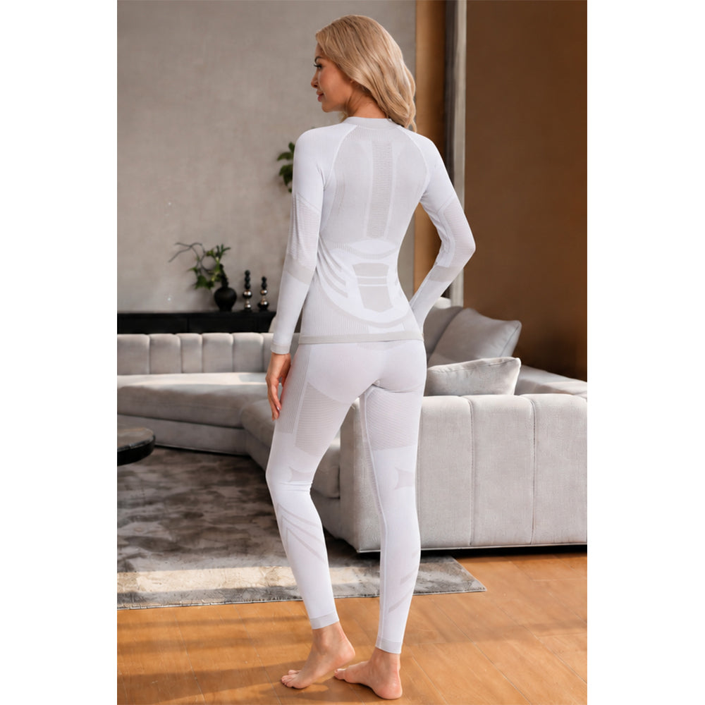 Attraco Women's Quarter Zip Thermal Base Layer Set Seamless Long Sleeve Compression Top & High Waist Leggings Winter Ski Underwear